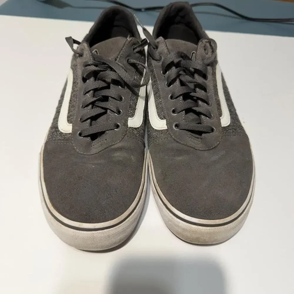 Vans Ward Mens Gray Heather Suede Canvas Low Top Skate Shoes Size 13